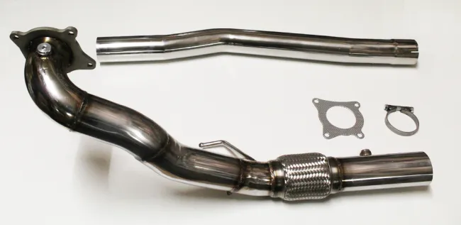 Downpipe Golf 6 R catless, Audi S3 8P Quattro 1.8TFSI, 2.0 TFSI ø 76mm Edelstahl mit Interlock Flexrohr