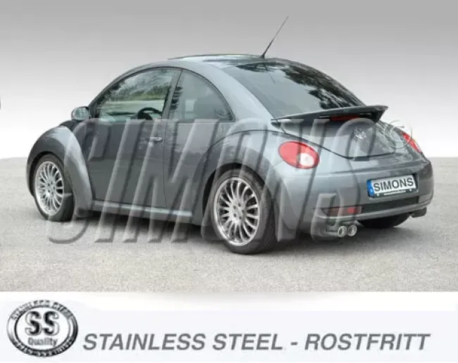 Edelstahl Sportauspuffanlage 2x80 mm New Beetle 1.8T EG-Genehmigung Extra niedriger Gegendruck – Nur für Turbo.
