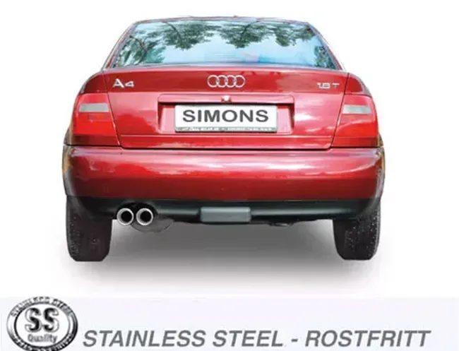 Simons Edelstahl Sportauspuffanlage 2x80 mm für Audi A4 (B5) 2WD Limousine/Avant/Kombi 2.4/2.6/2.8 EG-Genehmigung #1