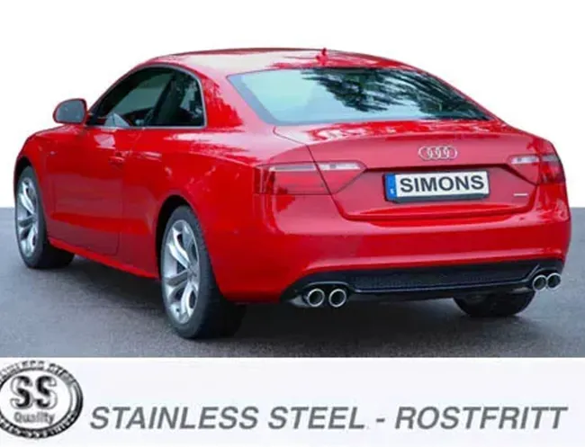 Simons Edelstahl Sportauspuffanlage Duplex L+R 2x80 mm für Audi A5 (B8) 2wd/Quattro Coupe/Sportback/Cabrio 2.0TDI EG-Genehmigung (eintragungsfrei)