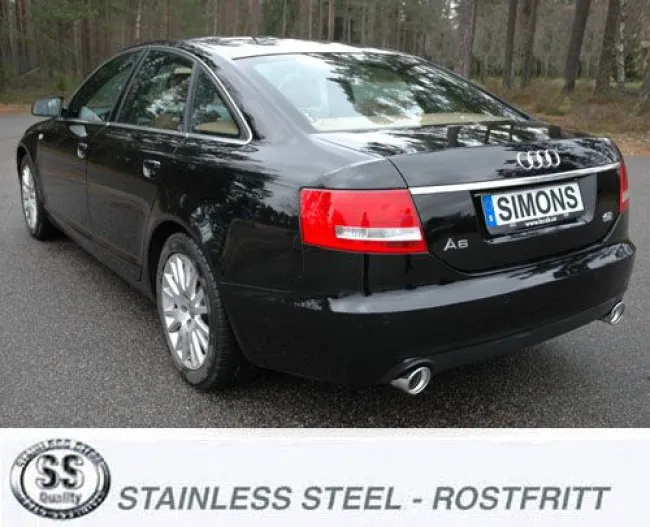 Simons Edelstahl Sportendtopf Duplex 100 mm für Audi A6 (C6) Quattro Limousine/Avant/Allroad/Kombi 2.4/2.8/3.0TFSi/3.2/4.2/2.0TDI/2.7TDI/3.0TDI