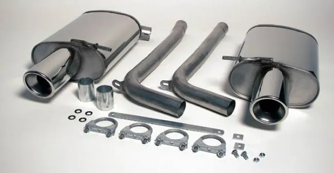 Simons Edelstahl Sportendtopf Duplex L+R 1x100 mm für Audi A4 (B6) Quattro Limousine/Avant/Kombi 1,8 Ti EG-Genehmigung